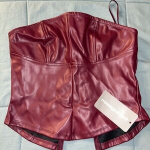 Missguided Deep Red Faux Leather Bustier
